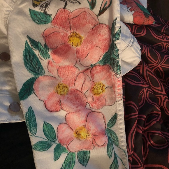 Ladies Hand painted stretch denim jacket - Picture 5 of 6